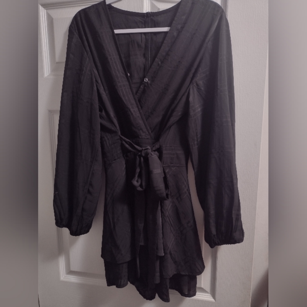 Black with pinstripe short outfit